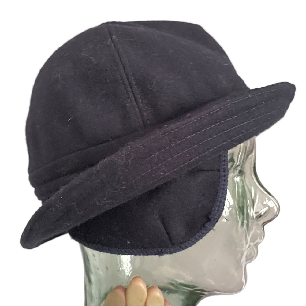 Vintage Italian Navy Wool Fisherman's Bucket Hat w/ Ear Flaps - Unisex 🎣 - Picture 4 of 9